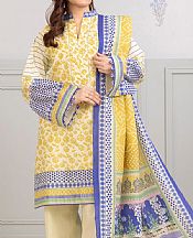 Zellbury Off White/Light Mustard Lawn Suit (2 pcs)- Pakistani Lawn Dress