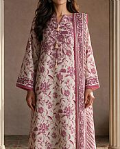 Zellbury Off White/Light Plum Lawn Suit (2 pcs)- Pakistani Lawn Dress