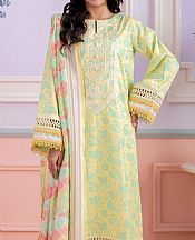 Zellbury Sand Gold/Green Lawn Suit (2 pcs)- Pakistani Designer Lawn Suits
