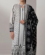 Zellbury Off White/Black Lawn Suit- Pakistani Lawn Dress