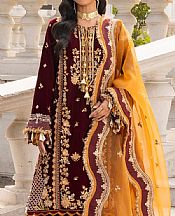 Zellbury Maroon Velvet Suit- Pakistani Winter Clothing