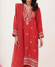 Zellbury Red Raw Silk Suit- Pakistani Designer Chiffon Suit