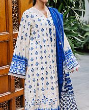 Zellbury White/Blue Khaddar Suit (2 Pcs)- Pakistani Winter Dress