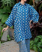Zellbury Denim Blue Khaddar Suit (2 Pcs)- Pakistani Winter Dress