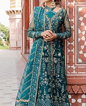 Zoya Fatima Teal Net Suit- Pakistani Chiffon Dress