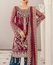 Akbar Aslam Crimson Net Suit- Pakistani Designer Chiffon Suit
