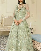Akbar Aslam Pistachio Green Net Suit- Pakistani Designer Chiffon Suit