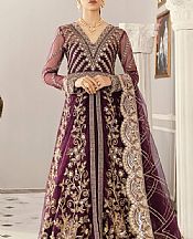 Akbar Aslam Egg Plant Organza Suit- Pakistani Designer Chiffon Suit