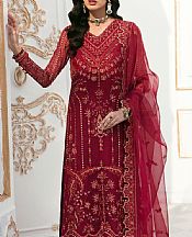 Akbar Aslam Scarlet Organza Suit- Pakistani Designer Chiffon Suit