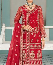 Akbar Aslam Scarlet Organza Suit- Pakistani Designer Chiffon Suit