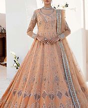 Akbar Aslam Peach Organza Suit- Pakistani Designer Chiffon Suit