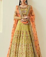 Akbar Aslam Lime Green Net Suit- Pakistani Chiffon Dress