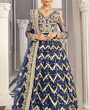Akbar Aslam Navy Blue Net Suit- Pakistani Chiffon Dress