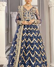 Akbar Aslam Navy Blue Net Suit- Pakistani Designer Chiffon Suit