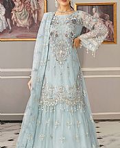 Akbar Aslam Baby Blue Net Suit- Pakistani Designer Chiffon Suit