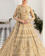 Akbar Aslam Sand Gold Net Suit- Pakistani Designer Chiffon Suit