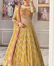 Akbar Aslam Saffron Yellow Net Suit- Pakistani Designer Chiffon Suit