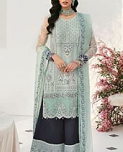 Akbar Aslam Light Turquoise Organza Suit- Pakistani Chiffon Dress