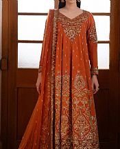 Ayzel Bright Orange Raw Silk Suit- Pakistani Chiffon Dress
