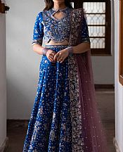 Ayzel Royal Blue Raw Silk Suit- Pakistani Designer Chiffon Suit