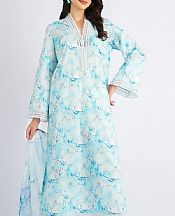 Bareeze Blue/Off White Cambric Suit- Pakistani Winter Dress