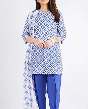 Bareeze Blue/Off White Cambric Suit- Pakistani Winter Dress