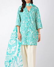 Bareeze Aqua/Off White Cambric Suit- Pakistani Winter Clothing