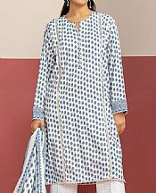 Khaadi Off White/Blue Lawn Suit- Pakistani Lawn Dress