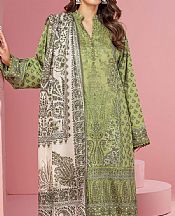 Khaadi Tan Green Lawn Suit- Pakistani Lawn Dress