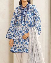 Khaadi Blue/Off White Lawn Suit- Pakistani Designer Lawn Suits