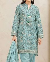 Khaadi Cyan Opaque Lawn Suit- Pakistani Lawn Dress