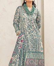 Khaadi Ivory/Greyish Turquoise Lawn Suit- Pakistani Lawn Dress