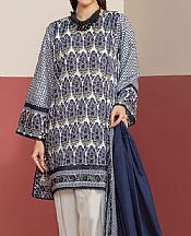 Khaadi Off White/Pickled Bluewood Lawn Suit- Pakistani Designer Lawn Suits