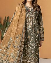 Khaadi Rifle Green Masoori Suit- Pakistani Lawn Dress
