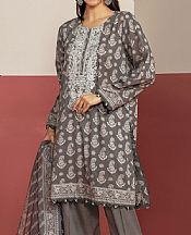 Khaadi Grey Lawn Suit- Pakistani Designer Lawn Suits