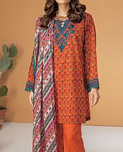 Khaadi Bright Orange Lawn Suit- Pakistani Designer Lawn Suits