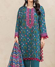 Khaadi Deep Aqua Lawn Suit- Pakistani Lawn Dress
