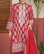 Khaadi Red Lawn Suit- Pakistani Designer Lawn Suits