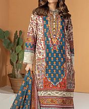 Khaadi Blue/Ivory Lawn Suit- Pakistani Designer Lawn Suits