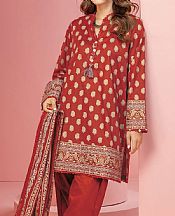 Khaadi Vivid Burgundy Lawn Suit- Pakistani Lawn Dress