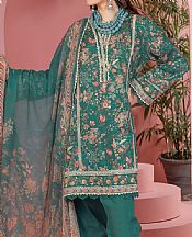Khaadi Deep Sea Green Lawn Suit- Pakistani Designer Lawn Suits