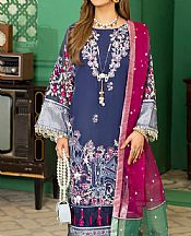 Rungrez Royal Blue Organza Suit- Pakistani Chiffon Dress