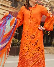 Rungrez Safety Orange Lawn Suit- Pakistani Designer Lawn Suits