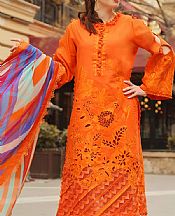 Rungrez Safety Orange Lawn Suit- Pakistani Lawn Dress