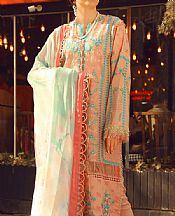 Rungrez Peach Lawn Suit- Pakistani Designer Lawn Suits