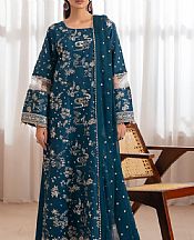 Xenia Prussian Blue Raw Silk Suit- Pakistani Chiffon Dress