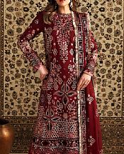 Xenia Maroon Raw Silk Suit- Pakistani Designer Chiffon Suit