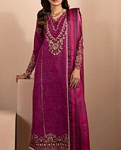 Xenia Dark Raspberry Raw Silk Suit- Pakistani Chiffon Dress