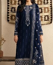 Xenia Navy Blue Raw Silk Suit- Pakistani Chiffon Dress