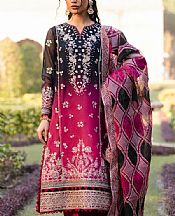 Xenia Black/Dark Pink Chiffon Suit- Pakistani Designer Chiffon Suit